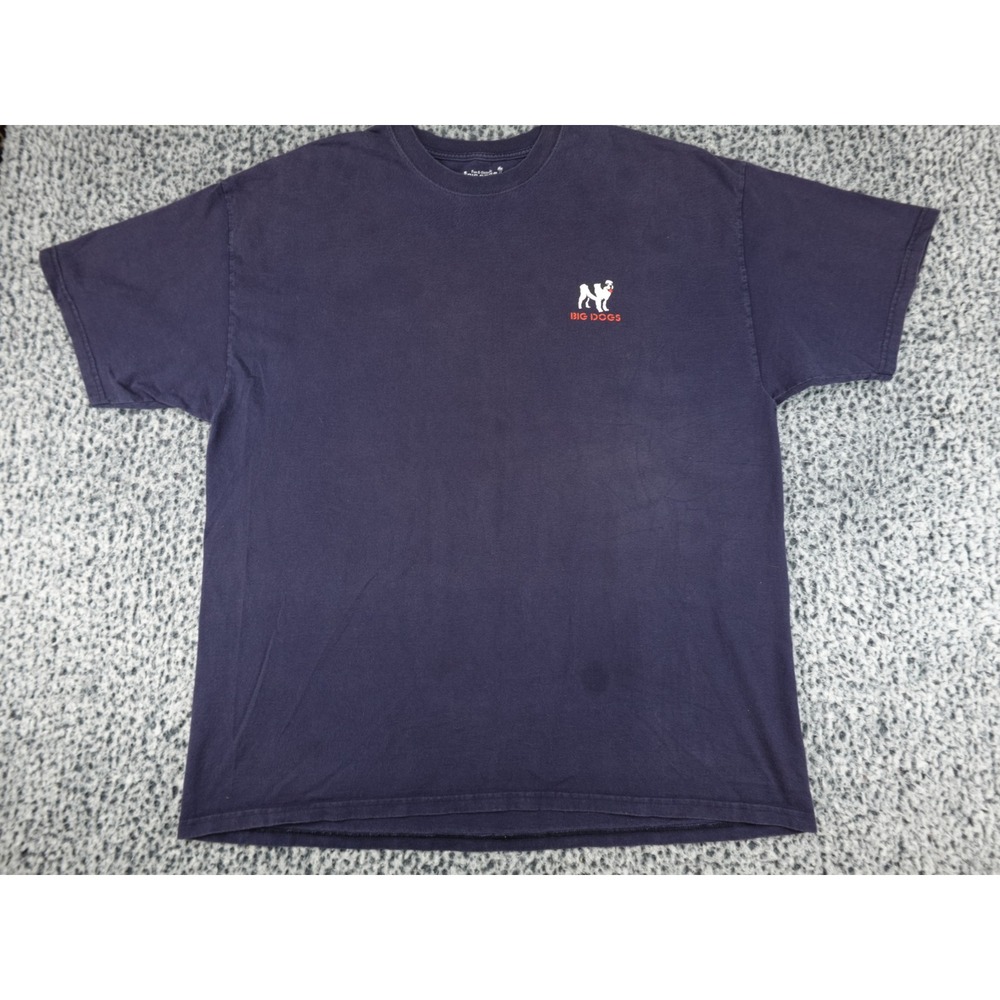 Big Dogs Graphic T-Shirt Mens 2XL Navy Blue Embroidered Logo Crew Neck Cotton